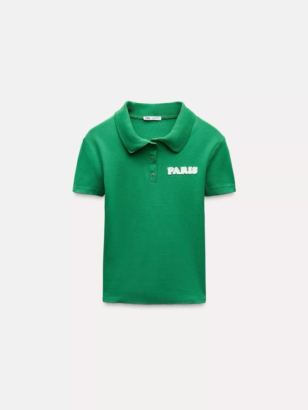 Zara Women Short Set in Green with White 'PARIS' Logo